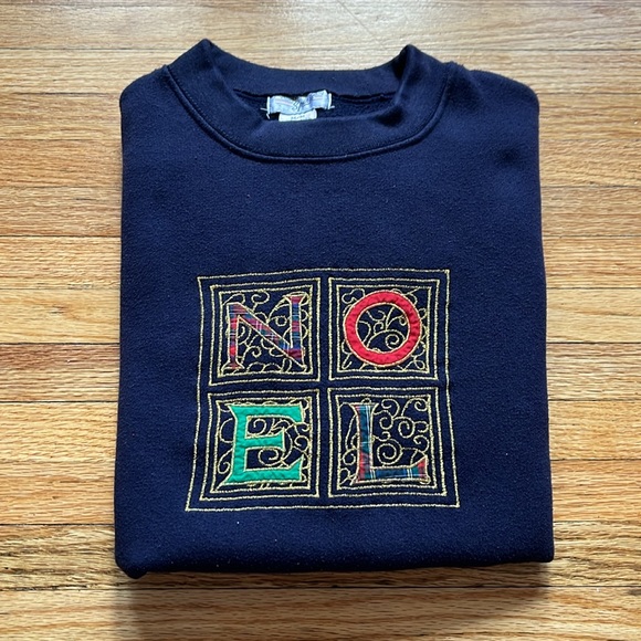 Vintage NOEL Christmas Sweater / Medium / 90s - Picture 5 of 7